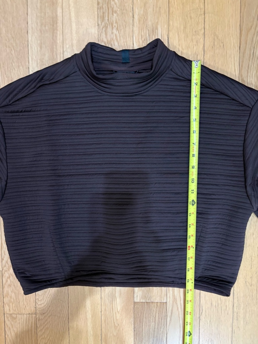 prAna Send Off Pullover Brown Ribbed Mock Neck Bubble Sleeve Sweatshirt M - Picture 7 of 9